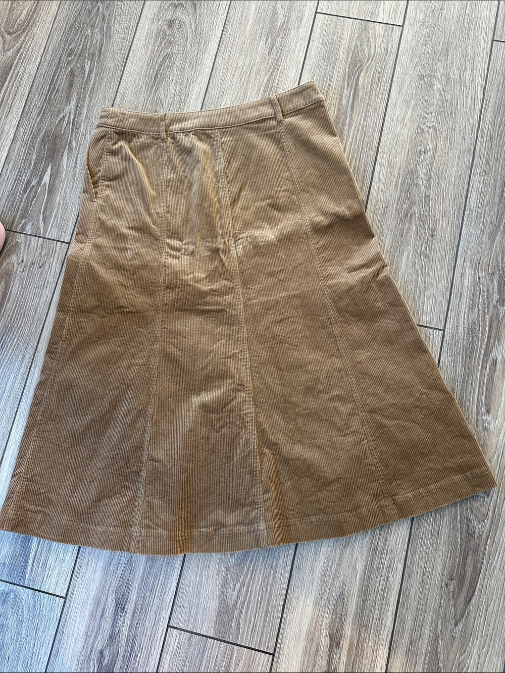 Boden Tan Loght Brown Corduroy A-Line Midi Joy Skirt size 12 Excellent - Picture 8 of 9